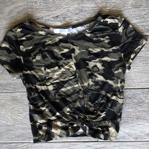 Camo tie crop top